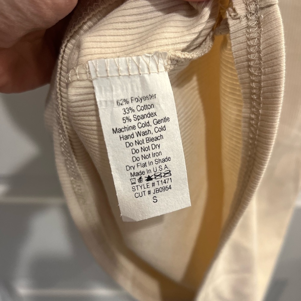 Cream Ribbed Henley Tank - Picture 3 of 3